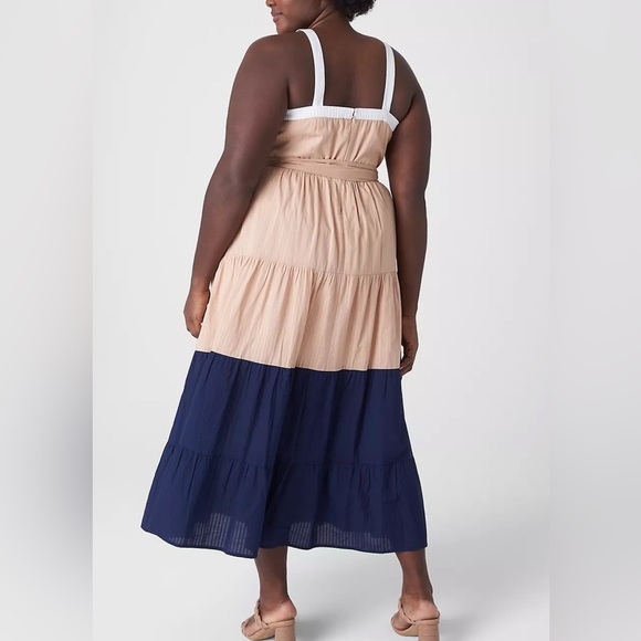 Lane Bryant Square Neck Colorblock Maxi Dress Size 22‎ NWT Blue & Tan - Picture 2 of 8